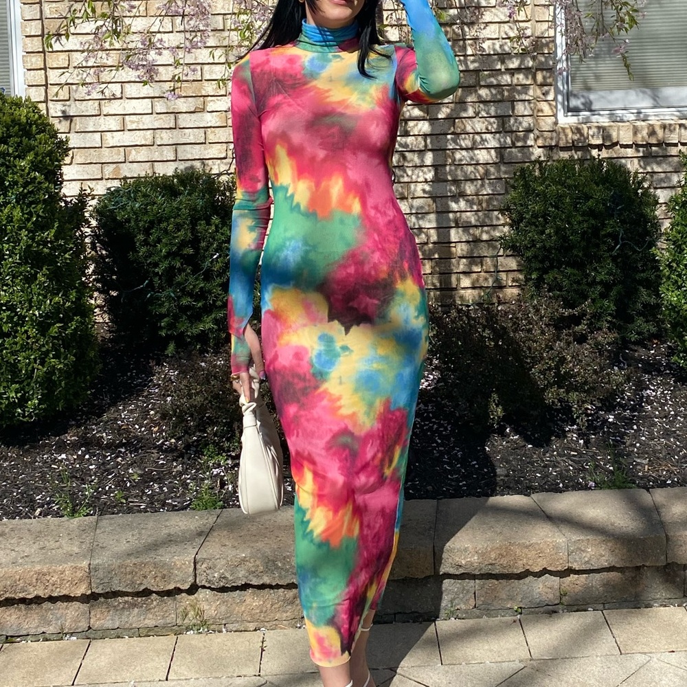 AFRM Shailene Dress in Spring Multi Tie Dye